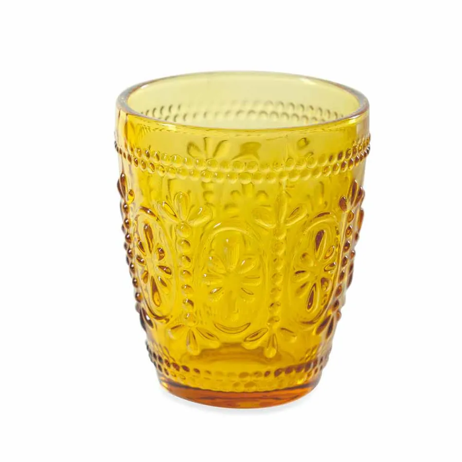 Dekorierte und farbige Gläser Wasserset 6 Stück - Pastell-Palazzo Viadurini