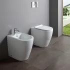 Standbidet mit einem Loch und randloser Technologie in weißer Keramik - Oleandro  Viadurini