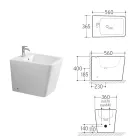 Bodenbidet mit einem Hahnloch aus weißer Keramik in elegantem, modernem Design – Giunco Viadurini