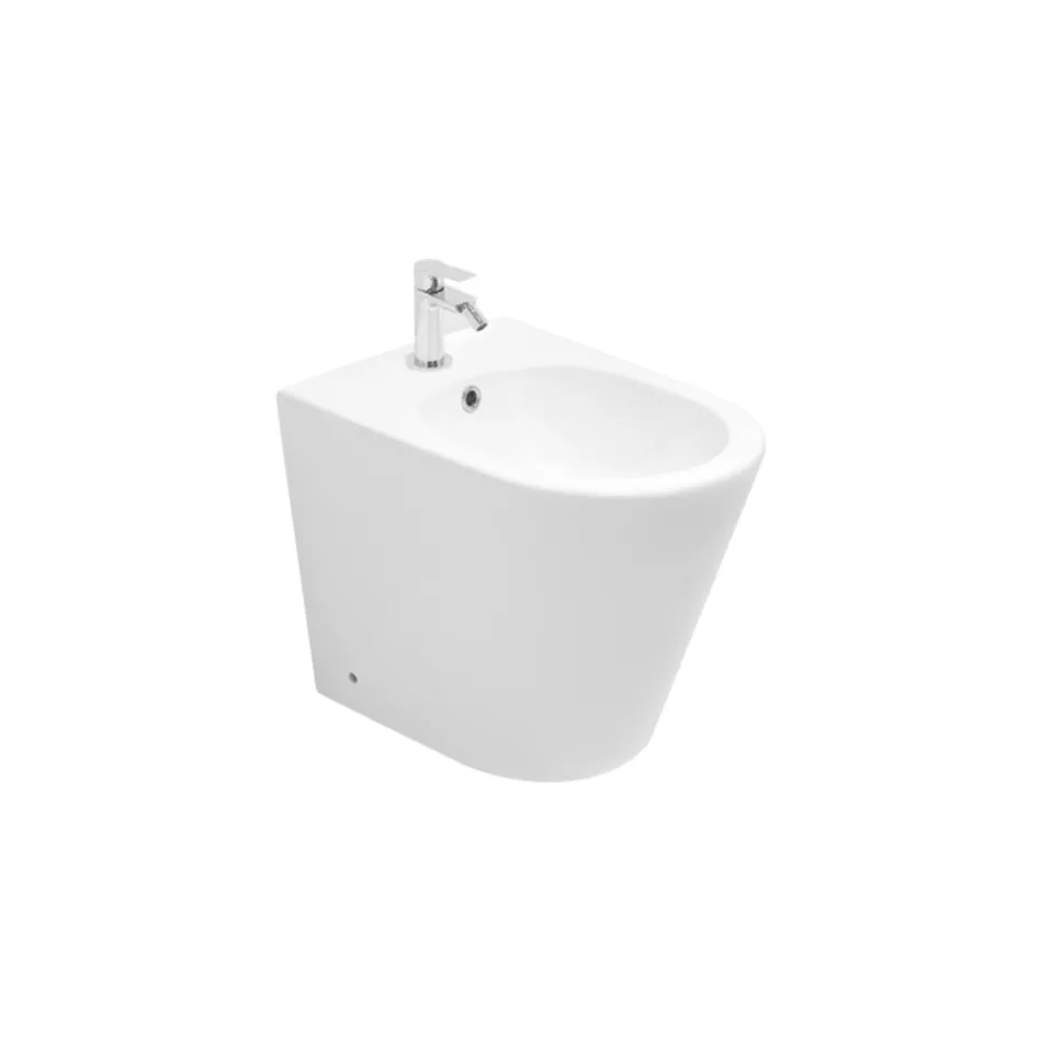 Standbidet mit einem Hahnloch aus weißer Keramik in modernem Design – Ginepro Viadurini