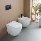 Bodenmontiertes Einloch-Bidet aus strapazierfähiger, weißer Keramik in modernem Design – Olmo Viadurini