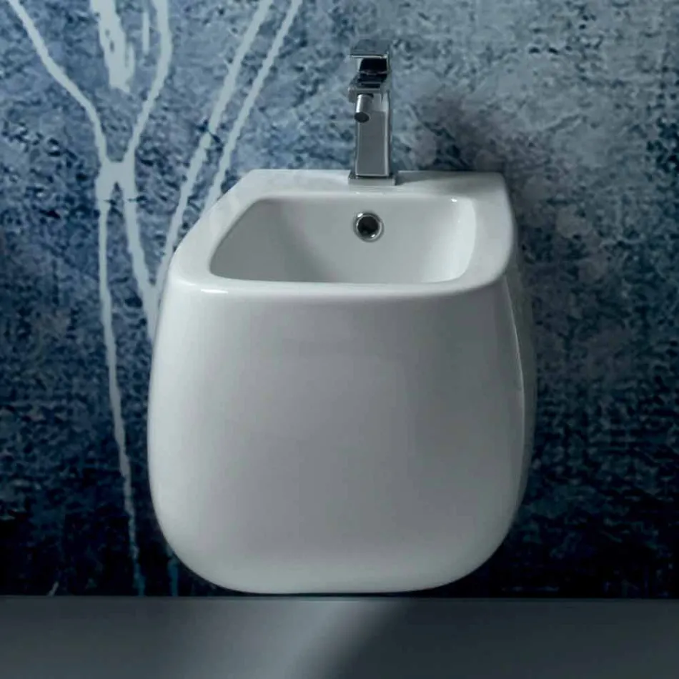 Hängendes Bidet aus weißer Gaiola-Keramik, made in Italy Viadurini