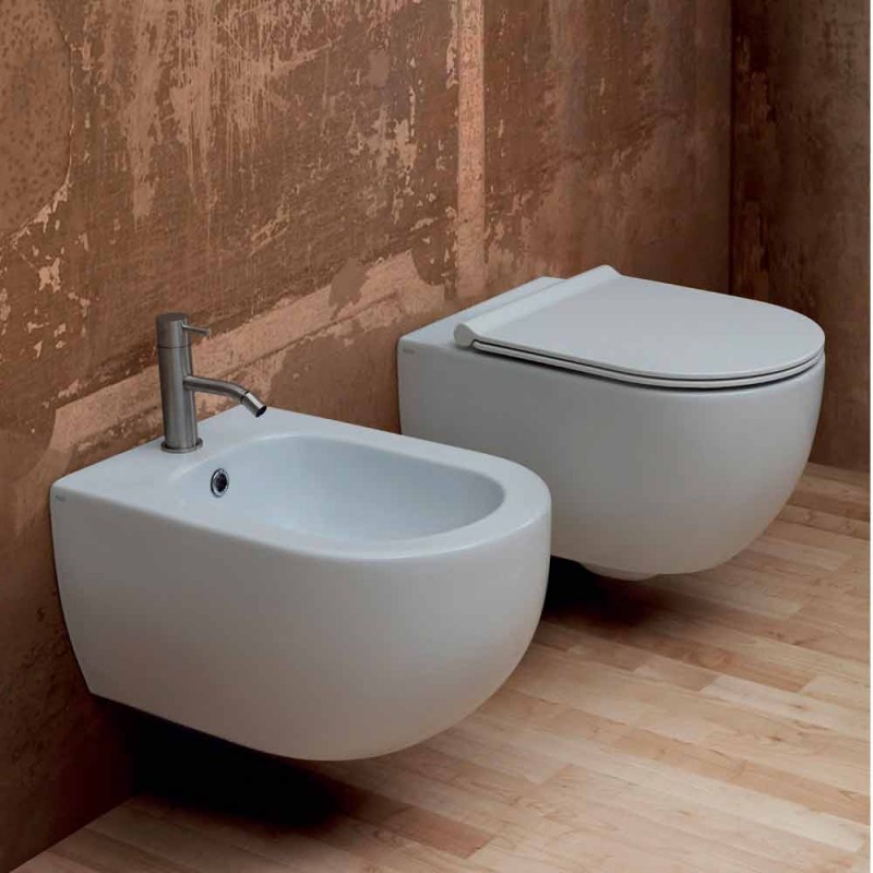 Hängendes Bidet aus Keramik, modernes Design Star 55x35 made in Italy