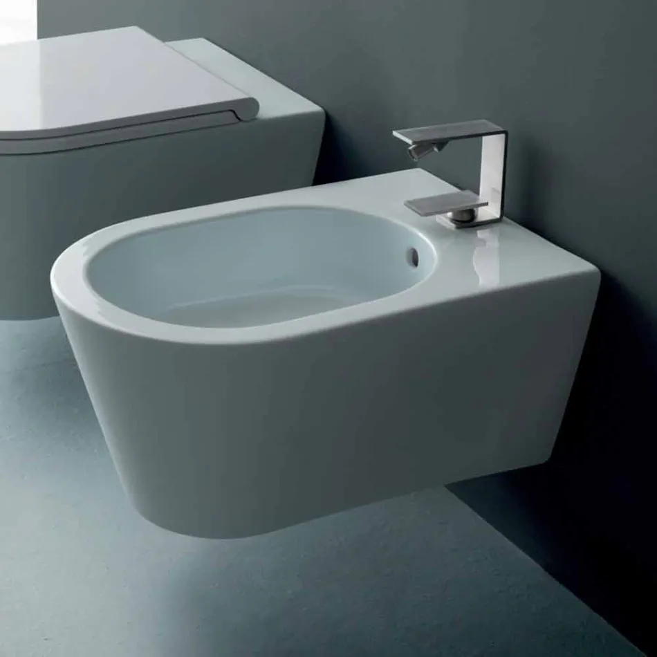 Hängendes Design-Keramik-Bidet Sun Round 57x37cm, hergestellt in Italien Viadurini
