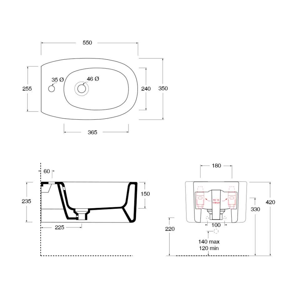 Wandhängendes Keramikbidet in verschiedenen Farben Made in Italy - Mädchen Viadurini
