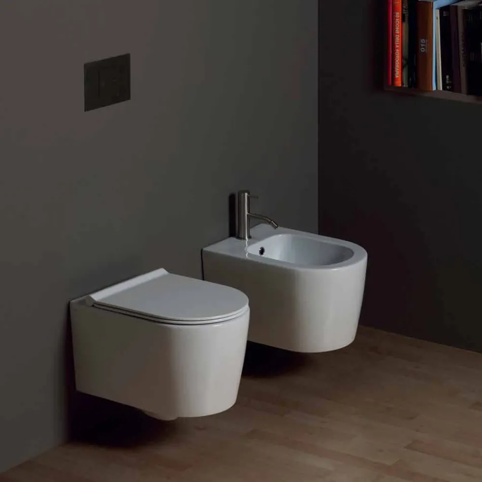 Shine Square moderne keramische Wand hing Bidet 50x35cm, hergestellt in Italien Viadurini