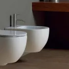 Modernes wandhängendes Bidet in weißer Keramik Star 50x35cm Made in Italy Viadurini