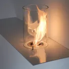 Biofireplace für modernes Design aus lackiertem Stahl und Glas - Malcolm Viadurini