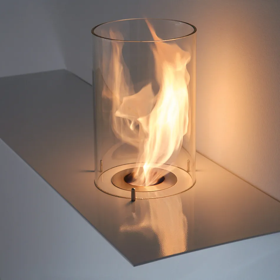 Biofireplace für modernes Design aus lackiertem Stahl und Glas - Malcolm Viadurini
