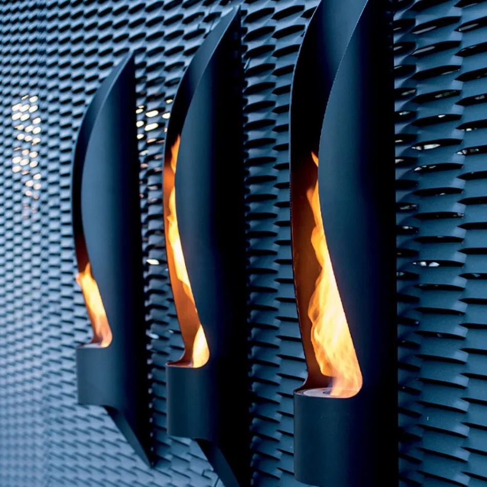 Wand-Bio-Kamin aus röhrenförmigem und modernem Design aus schwarzem Stahl - Jackson Viadurini