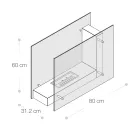 Bodenstehender Biokamin mit doppelseitiger Struktur aus Glas und schwarzem Metall – Squillo Viadurini