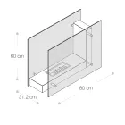 Boden-Biokamin mit doppelseitiger Struktur aus Glas und Metall - Planeto Viadurini