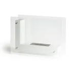 Boden-Biokamin mit doppelseitiger Struktur aus Glas und Metall - Planeto Viadurini