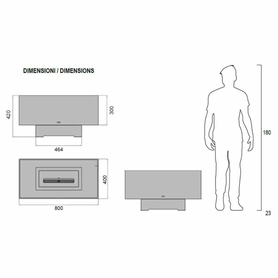 Moderner Designboden Bio-Kamin aus Glas und Stahl oder Corten - Bradley Viadurini