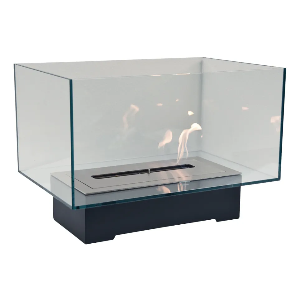 Moderner Designboden Bio-Kamin aus Glas und Stahl oder Corten - Bradley Viadurini