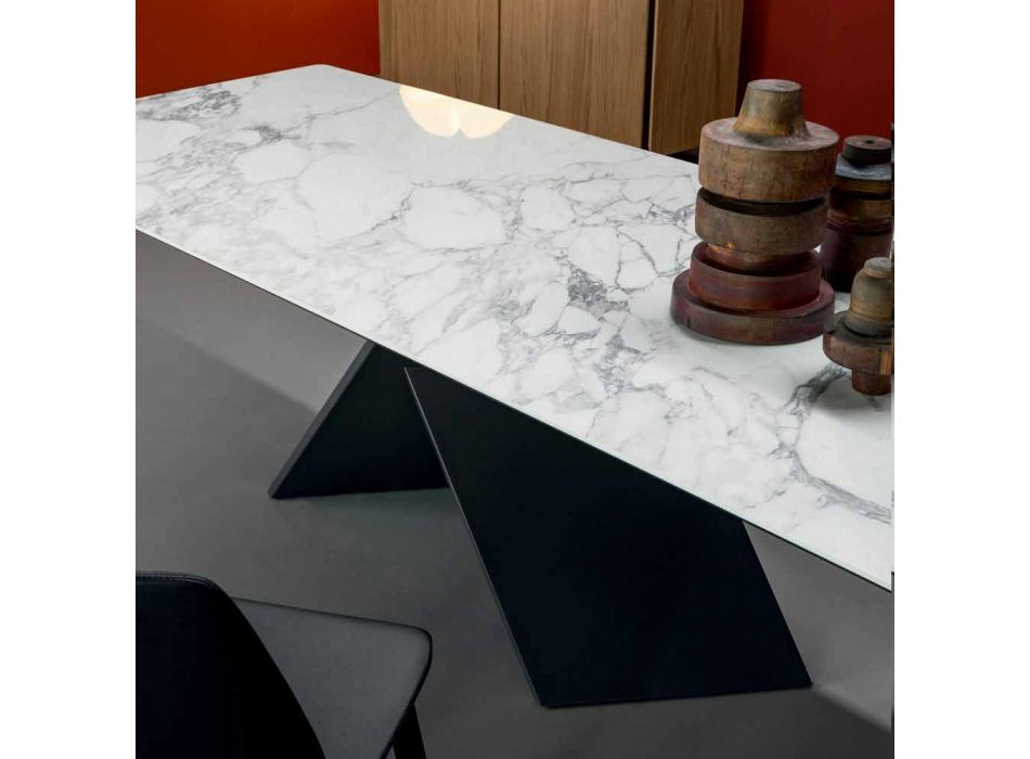 Bonaldo Axe flacher Designtisch aus Keramik Metallsockel aus Italien Viadurini