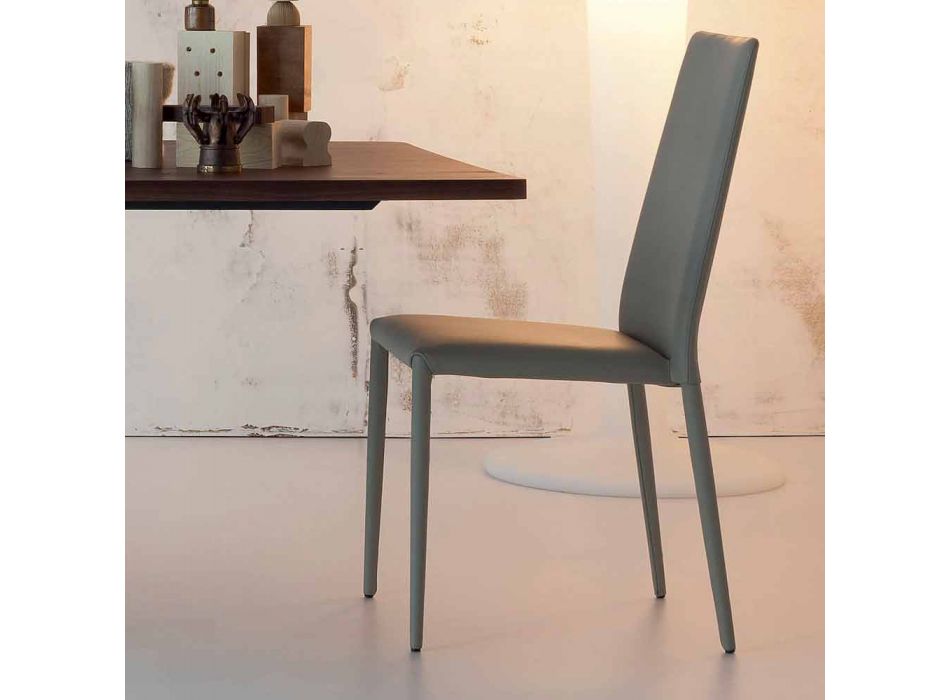 Bonaldo Eral moderner Designstuhl mit Lederbezug aus Italien Viadurini