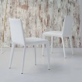 Bonaldo Filly gepolsterter Stuhl aus weißem Leder,Design made in Italy