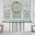 Bonaldo Mille runder Tisch aus Kristall und chromatischem Stahl, Italy