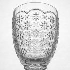 Becherglas aus transparentem Glas mit Reliefdekorationen, 12 Stück - Trapani Viadurini