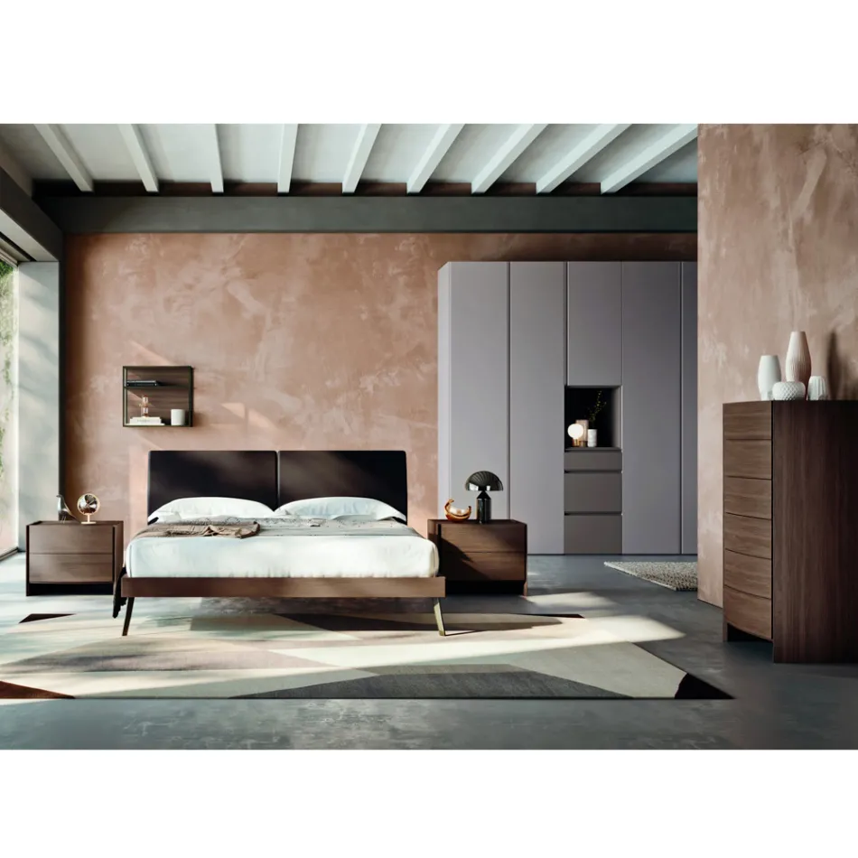 4 Elemente Schlafzimmer mit Doppelbett Made in Italy Luxus - Gamma Viadurini