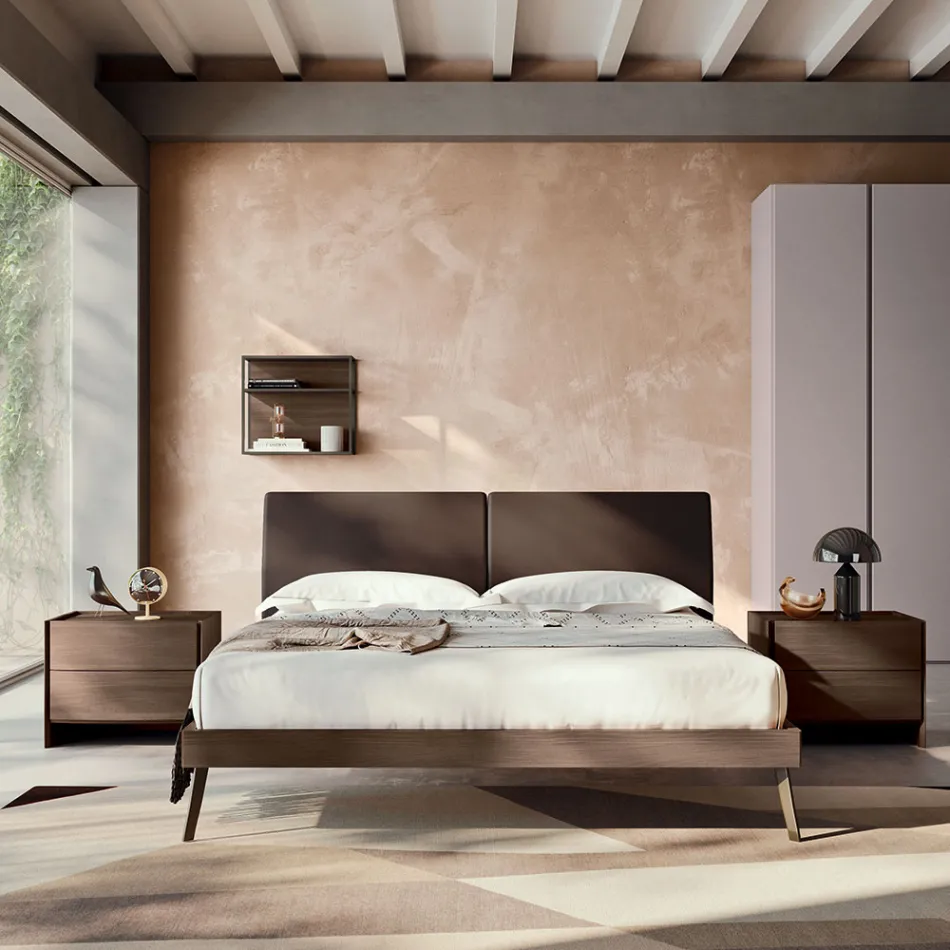 4 Elemente Schlafzimmer mit Doppelbett Made in Italy Luxus - Gamma Viadurini