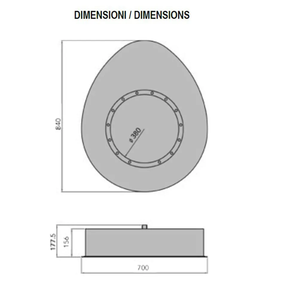 Wand Bioethanol Kamin in ovalem Design lackierter Stahl - Guiscard Viadurini