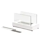 Bioethanol-Tischkamin aus gehärtetem Glas und Metall – Silber Viadurini