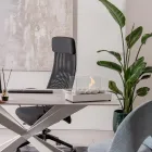 Bioethanol-Tischkamin aus gehärtetem Glas und Metall – Silber Viadurini