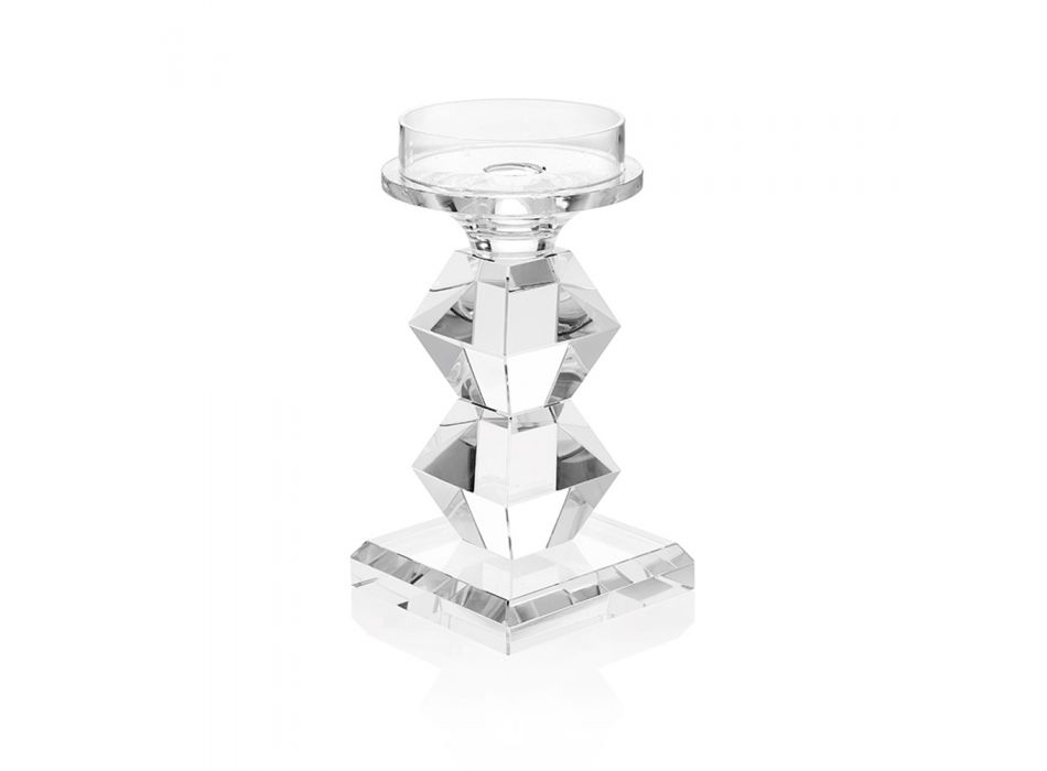 Italienischer Luxus Kristall Kerzenständer Geometrisches Design 2 Höhen - Renzo Viadurini