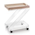 Trolley 2 Regale aus transparentem Acrylglas mit Tablett - Zazza