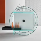 Barwagen aus extra klarem Glas mit Rollen und herausziehbarem Tablett - Pigolo Viadurini