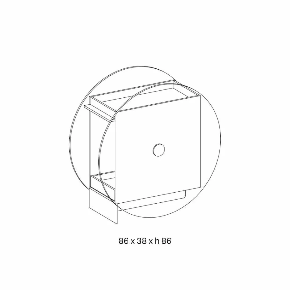 Barwagen aus extra klarem Glas mit Rollen und herausziehbarem Tablett - Pigolo Viadurini