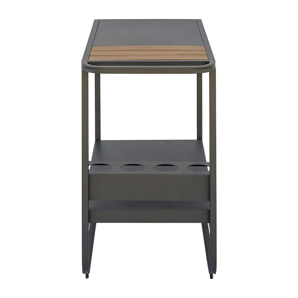 Gartenwagen aus Aluminium und Kunstharzholz mit Rädern - Virel Viadurini