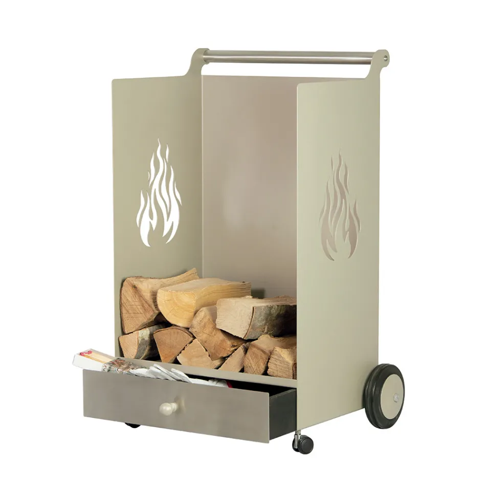 Holzwagen mit Schublade und Rädern, hergestellt in Italien – Alpaka Viadurini