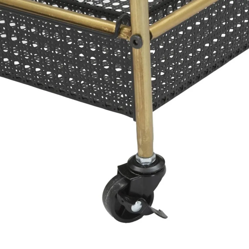 Speisewagen aus Eisen mit Struktur in goldenem Finish - Elegant Viadurini