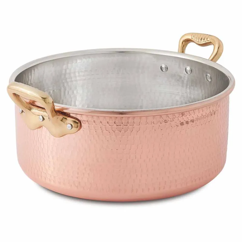 Mittlerer Topf aus verzinntem Kupfer von Hand rund mit 2 Griffen 20 cm - Gianfranco Viadurini