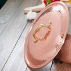 Mittelgroße Stielkasserolle aus verzinntem Kupfer mit runder Hand mit 2 Griffen 24 cm - Gianfranco Viadurini