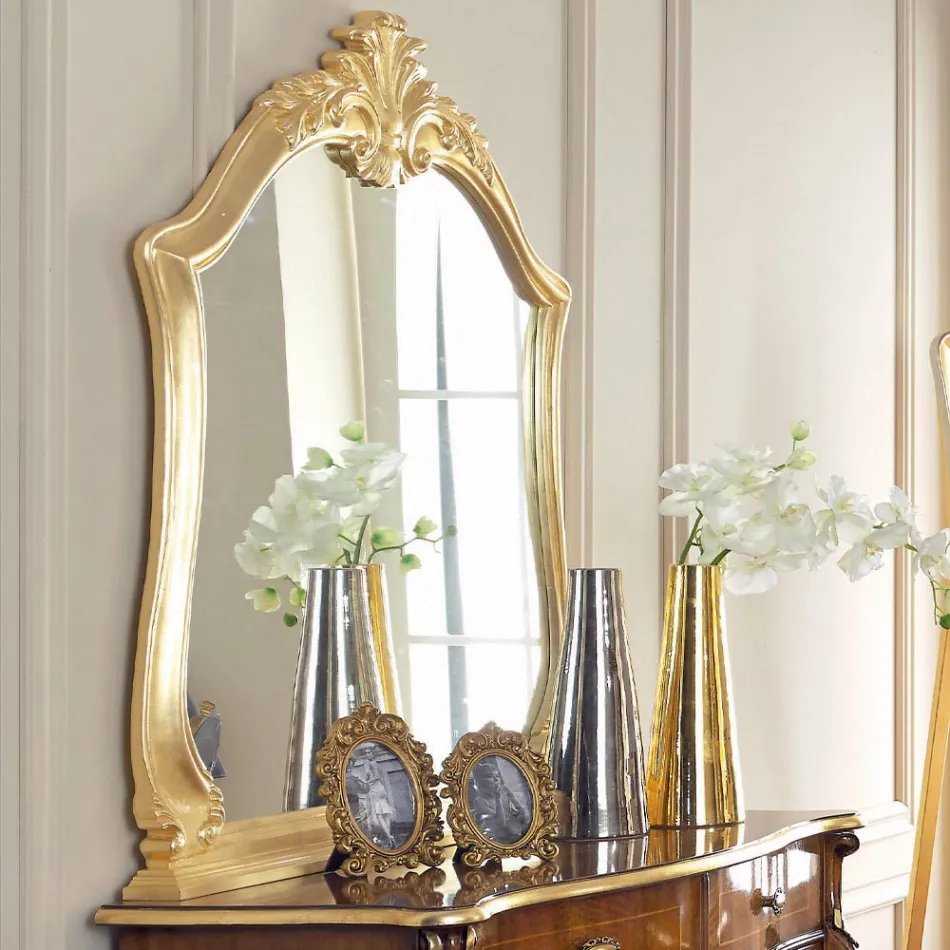 Schlafzimmerkommode aus eingelegtem Holz und Spiegel Made in Italy - Cambrige Viadurini