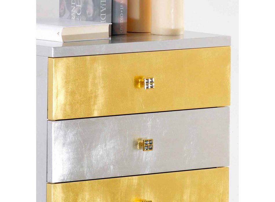 Schublade Design Silber und Gold in Etty Holz, made in Italy Viadurini