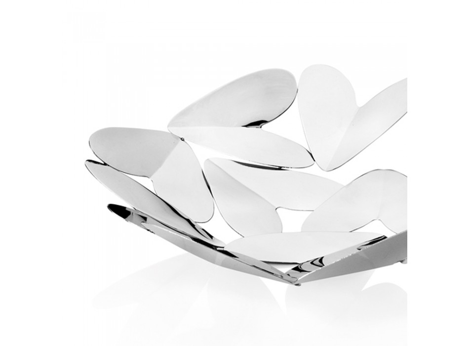 Elegantes Design-Mittelstück mit silbernen Metallherzen Made in Italy - Arlan Viadurini