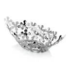 Silbernes Metalldesign-Mittelstück mit luxuriösen Blumendekorationen - Megghy Viadurini