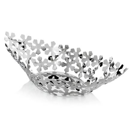 Silbernes Metalldesign-Mittelstück mit luxuriösen Blumendekorationen - Megghy Viadurini