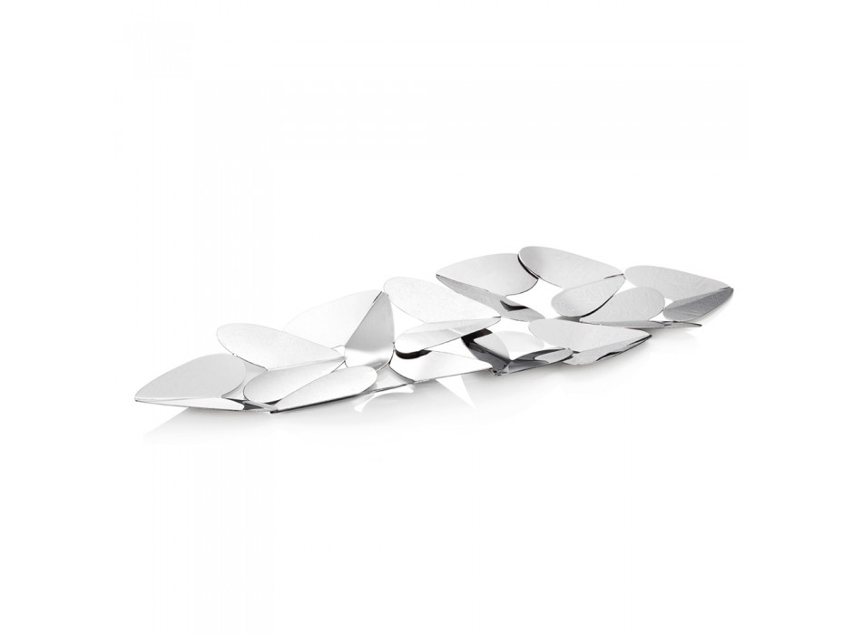 Lineares Herzstück mit silbernen Metallherzen im italienischen Design - Arlan Viadurini