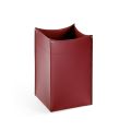 Quadratischer Papierkorb aus burgunderfarbenem Leder, hergestellt in Italien – Sky