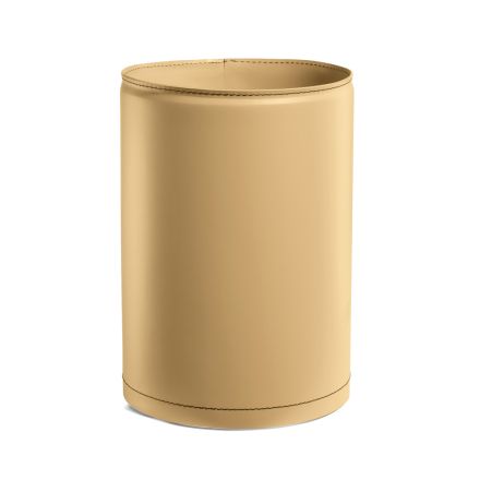 Runder Papierkorb aus gelbem Leder, hergestellt in Italien – Sky Viadurini