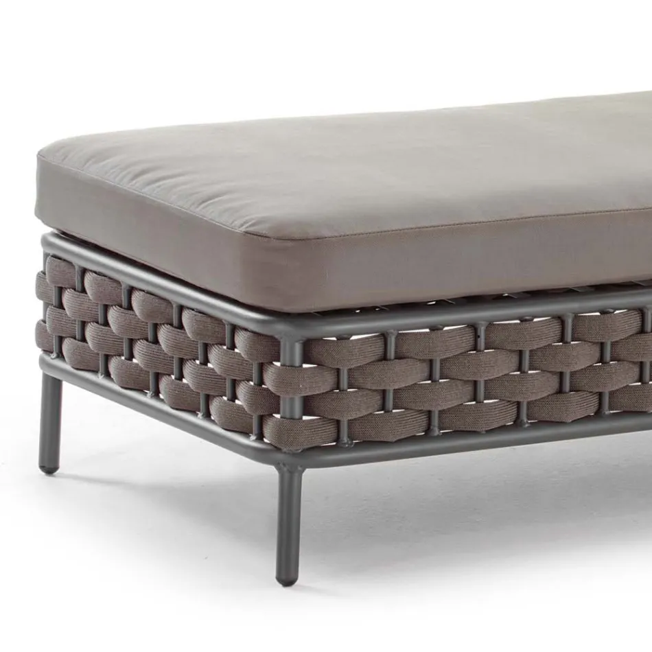 Outdoor-Chaiselongue aus Seil und Kissen mit abnehmbaren Stoffbezügen - Jamaika Viadurini