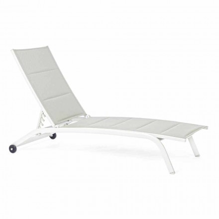 Outdoor Chaise Longue aus Textilene und Aluminium mit Rädern, 4 Stück - Babilonia Viadurini