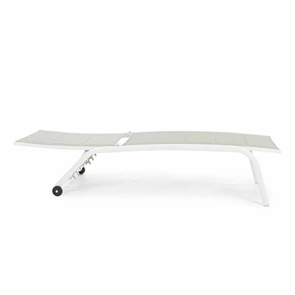 Garten Chaiselongue mit Rädern und liegender Rückenlehne, 4 Stück - Babilonia Viadurini