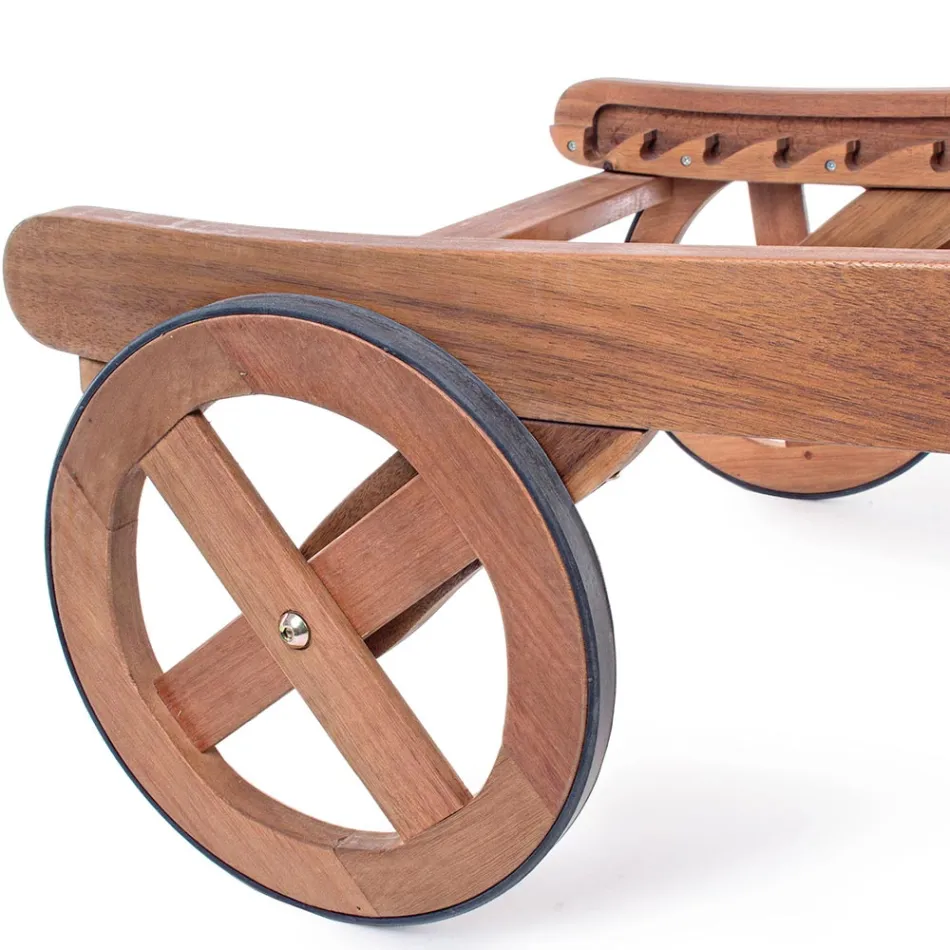 Garten-Chaiselongue aus Holz mit Designrädern für den Außenbereich – Roxen Viadurini